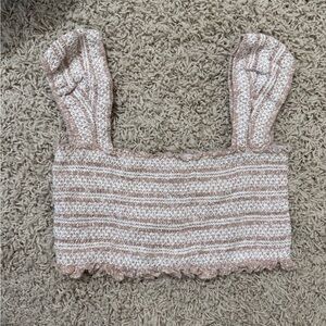 Olivaceous Pink and Cream Knit Top